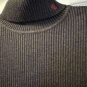 Ralph Lauren Women's Charcoal Ribbed Turtleneck Sweater